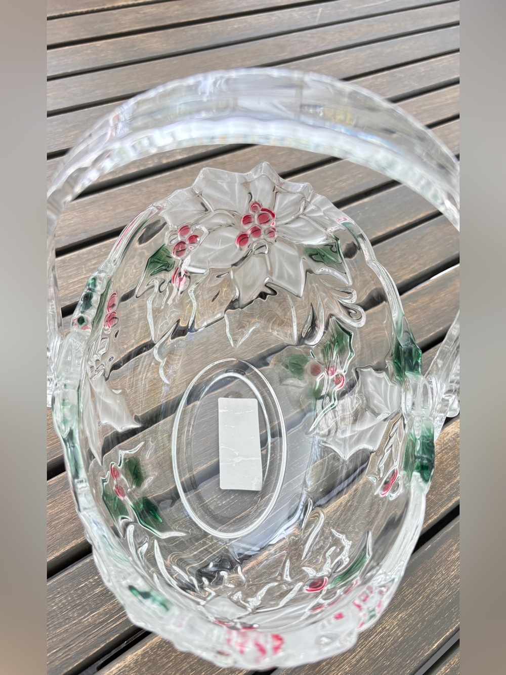 Mikasa Holiday Bloom Glass Basket, Holly Berry Vintage - Picture 3 of 16